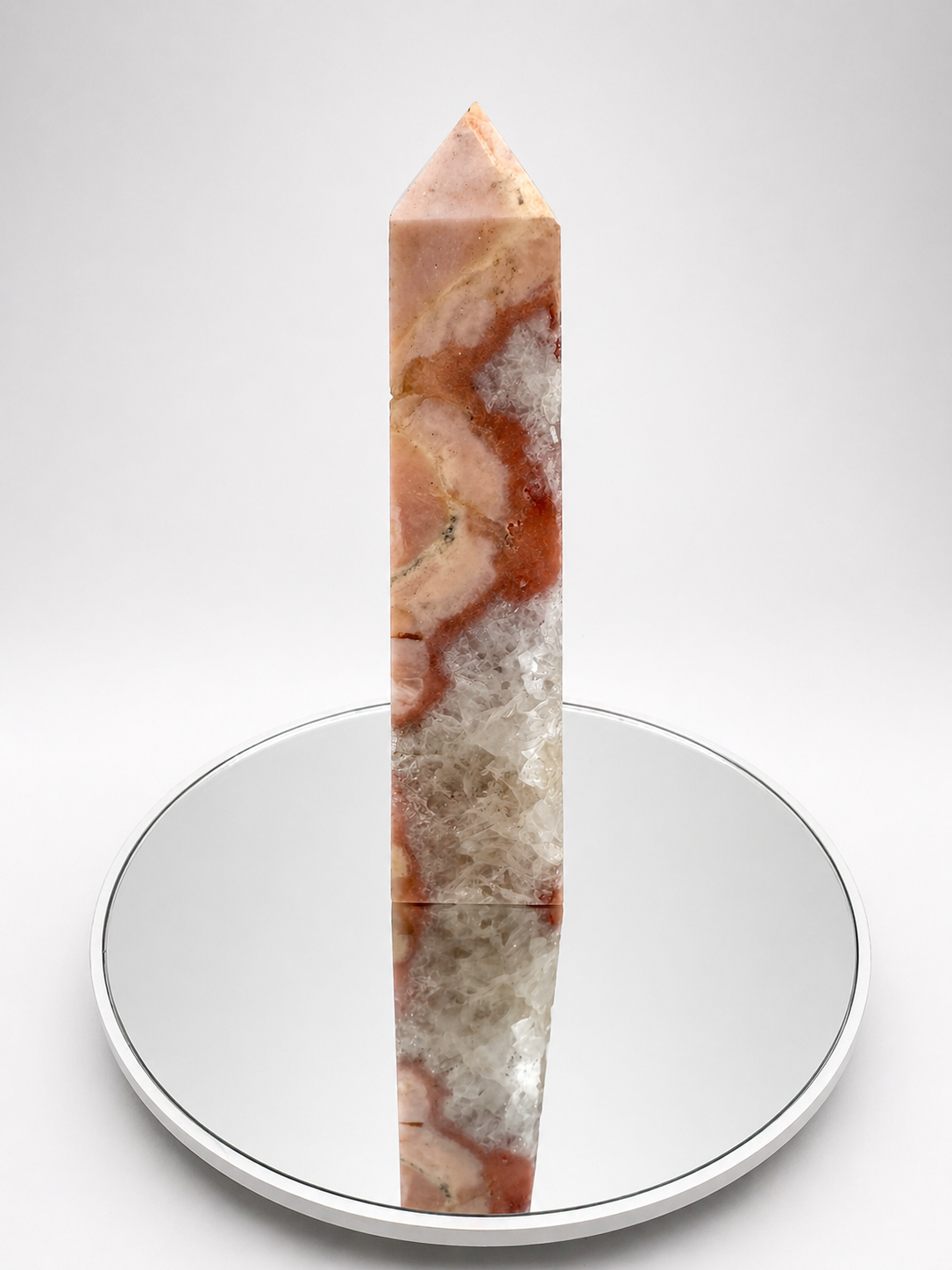 Pink Amethyst / Flower Agate Crystal Tower with Druzy Quartz
