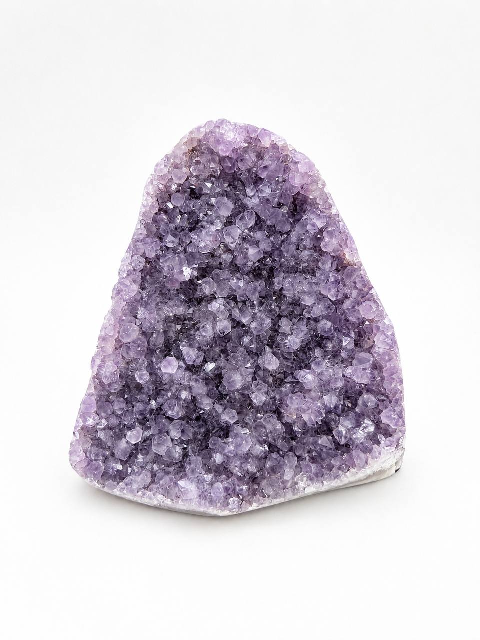 Lavender amethyst cluster front view white background