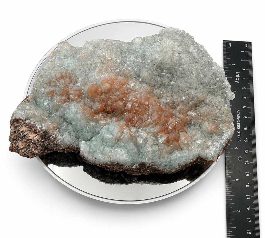 Hemimorphite top view with ruler showing full size