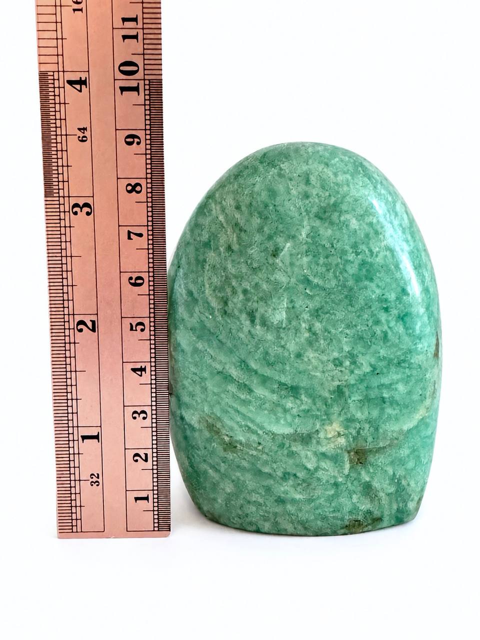 Amazonite freeform with ruler showing 3.5 inch height
