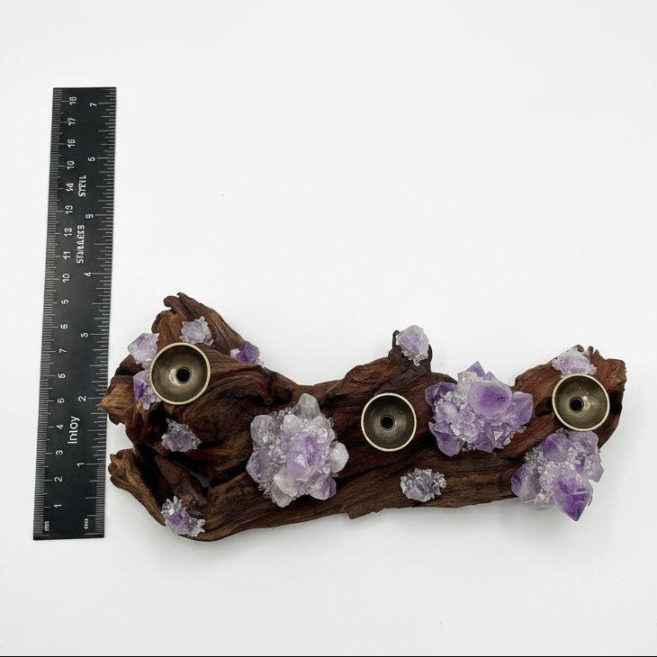 Purple fluorite crystal sphere holder alternate angle