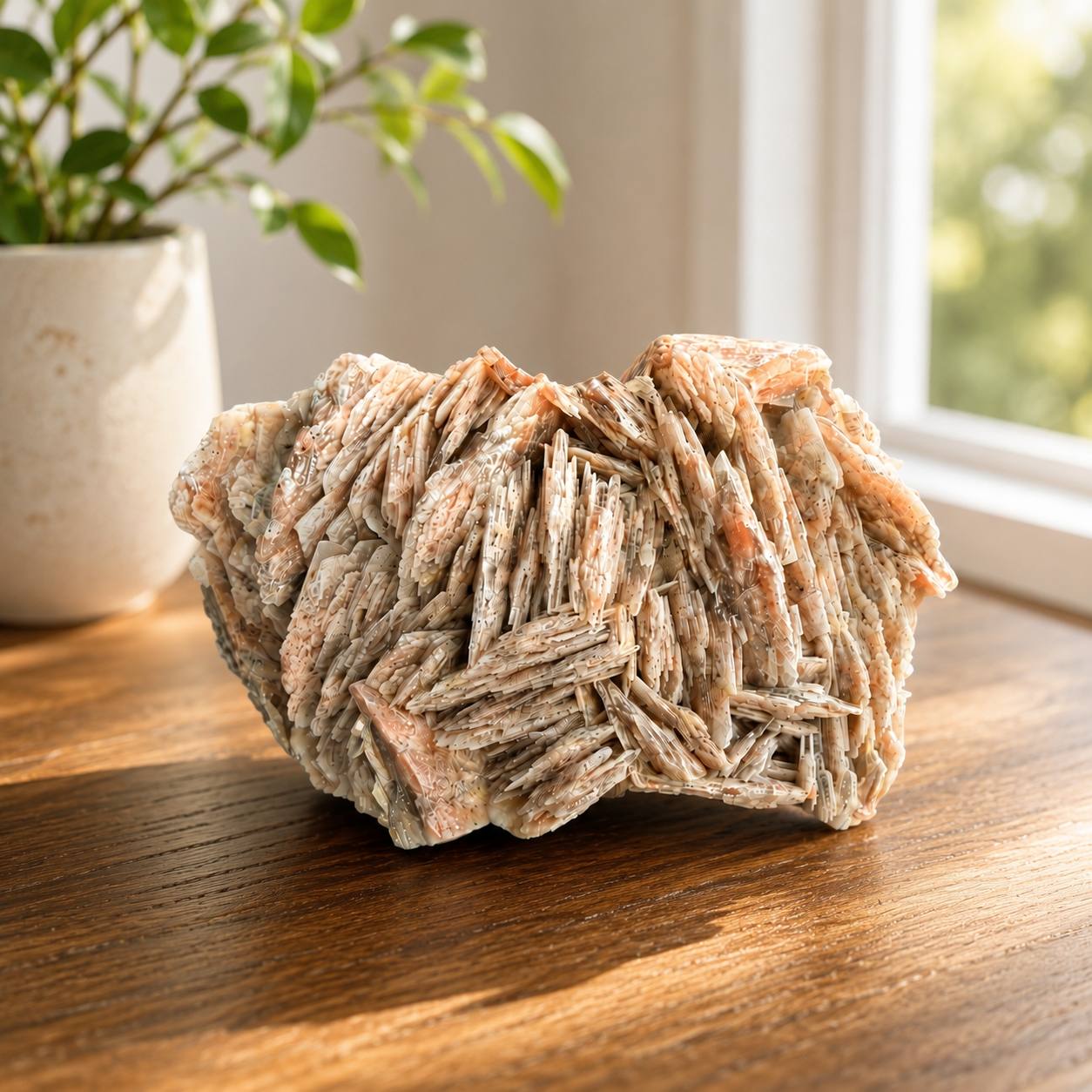 Raw Barite Specimen from Morocco, Natural Heavy Spar Crystal Cluster for Shelf and Collection