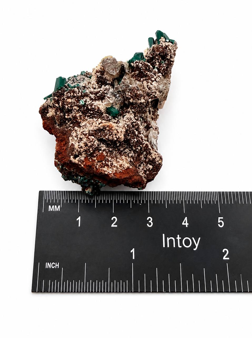Dioptase Crystal with Cerussite on Matrix — Rare Collector Mineral Specimen from Congo