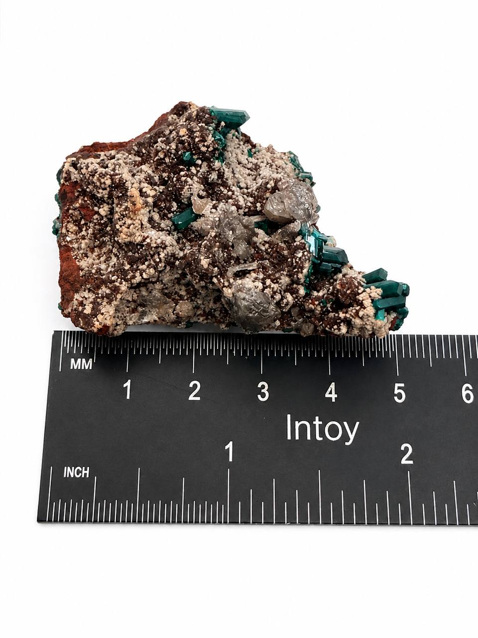 Dioptase Crystal with Cerussite on Matrix — Rare Collector Mineral Specimen from Congo