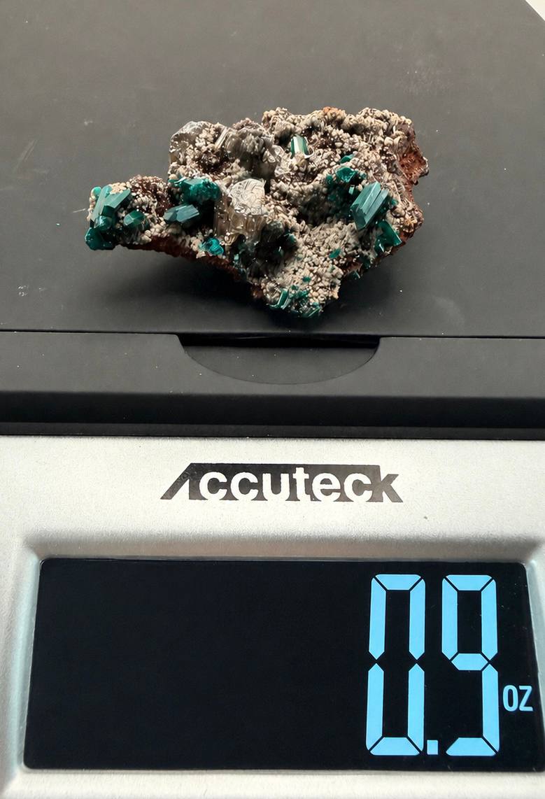 Dioptase Crystal with Cerussite on Matrix — Rare Collector Mineral Specimen from Congo