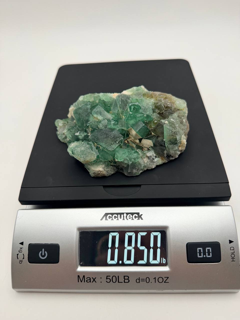 Raw Green Fluorite Cluster, Natural Cubic Crystal Specimen for Shelf and Collection