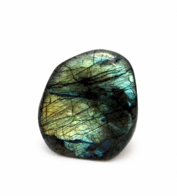 Labradorite freeform front face showing full blue gold flash