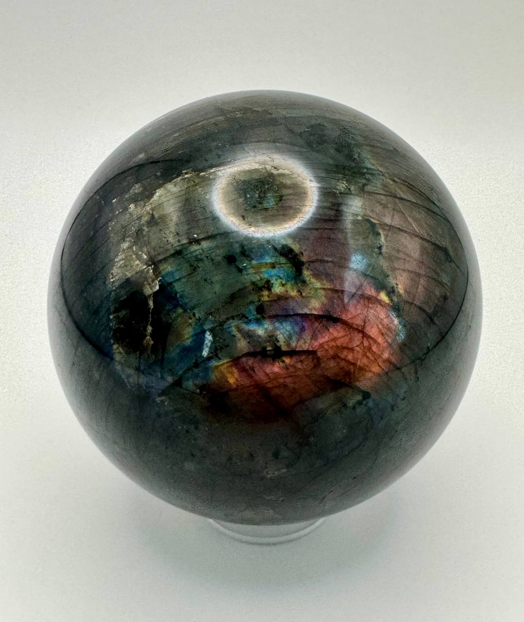 Labradorite Crystal Sphere with Rainbow Flash