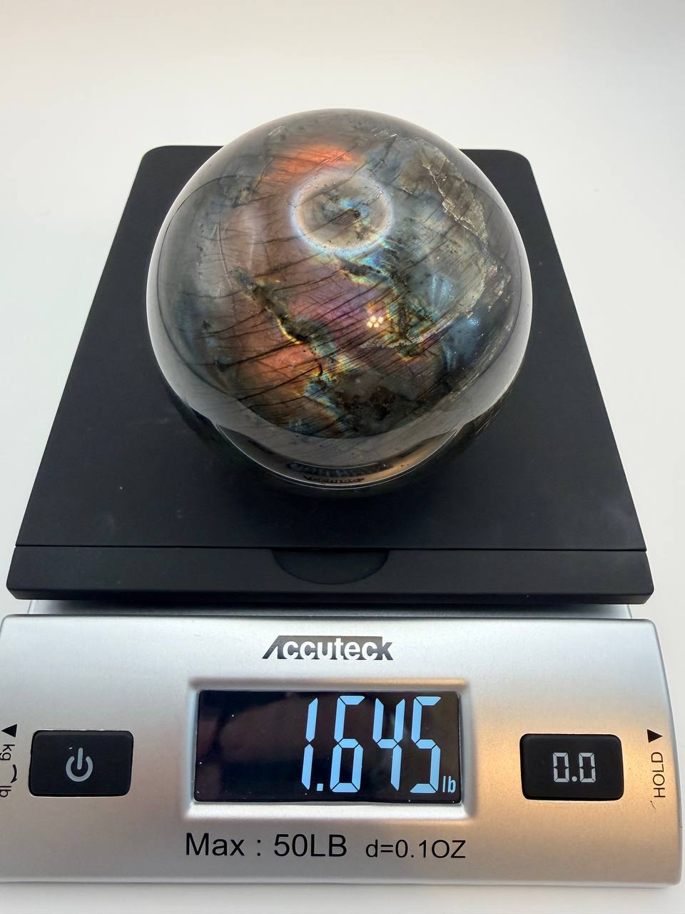 Labradorite Crystal Sphere with Rainbow Flash