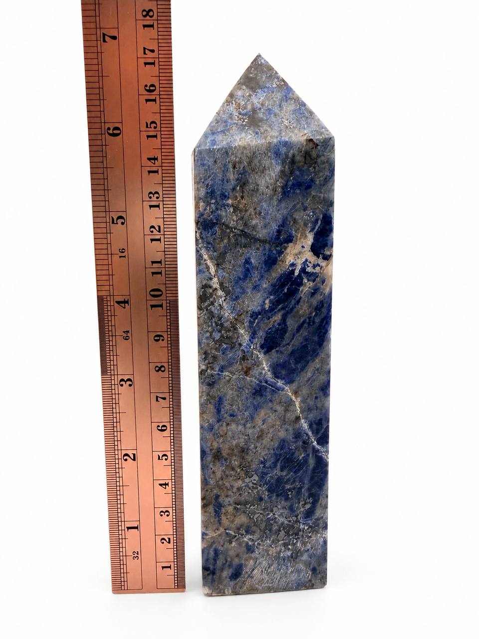 Lapis lazuli tower 7 inches tall with ruler