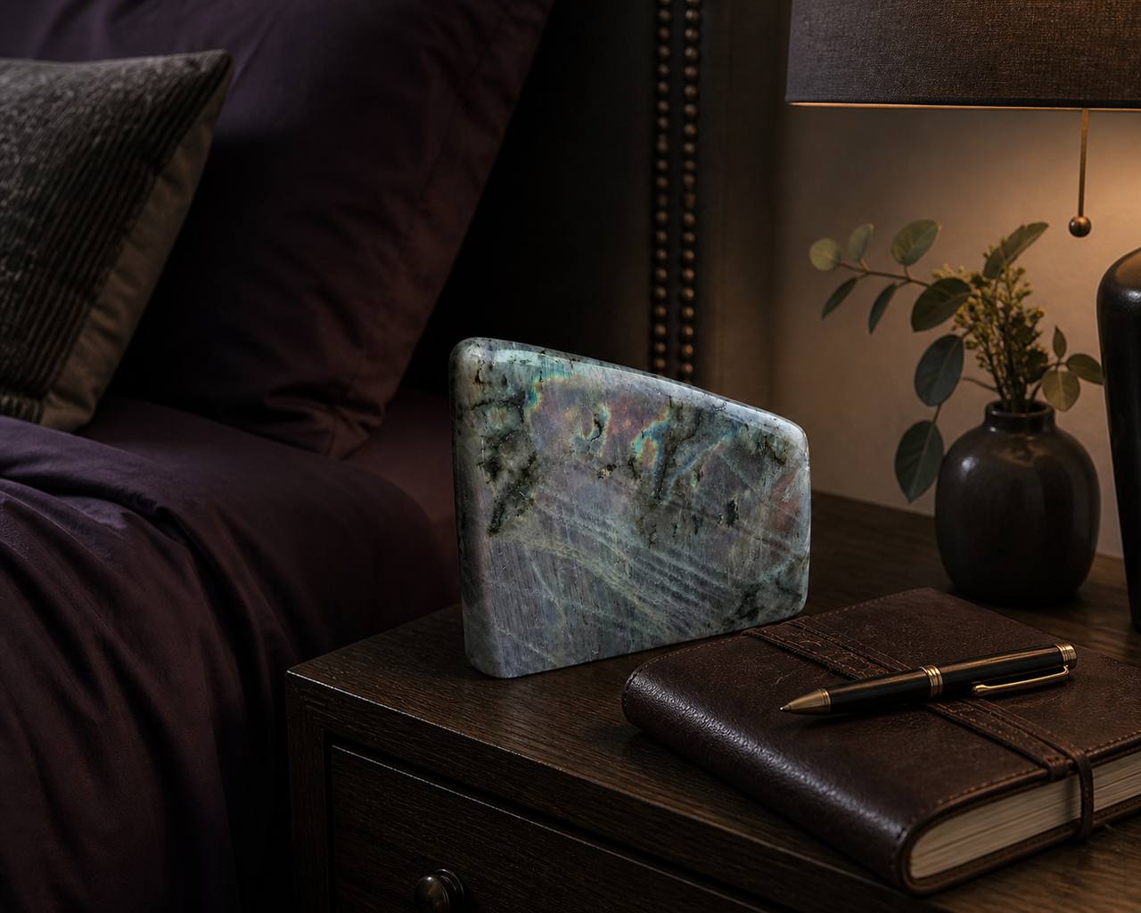 Purple Flash Labradorite - photo-08-lifestyle-nightstand