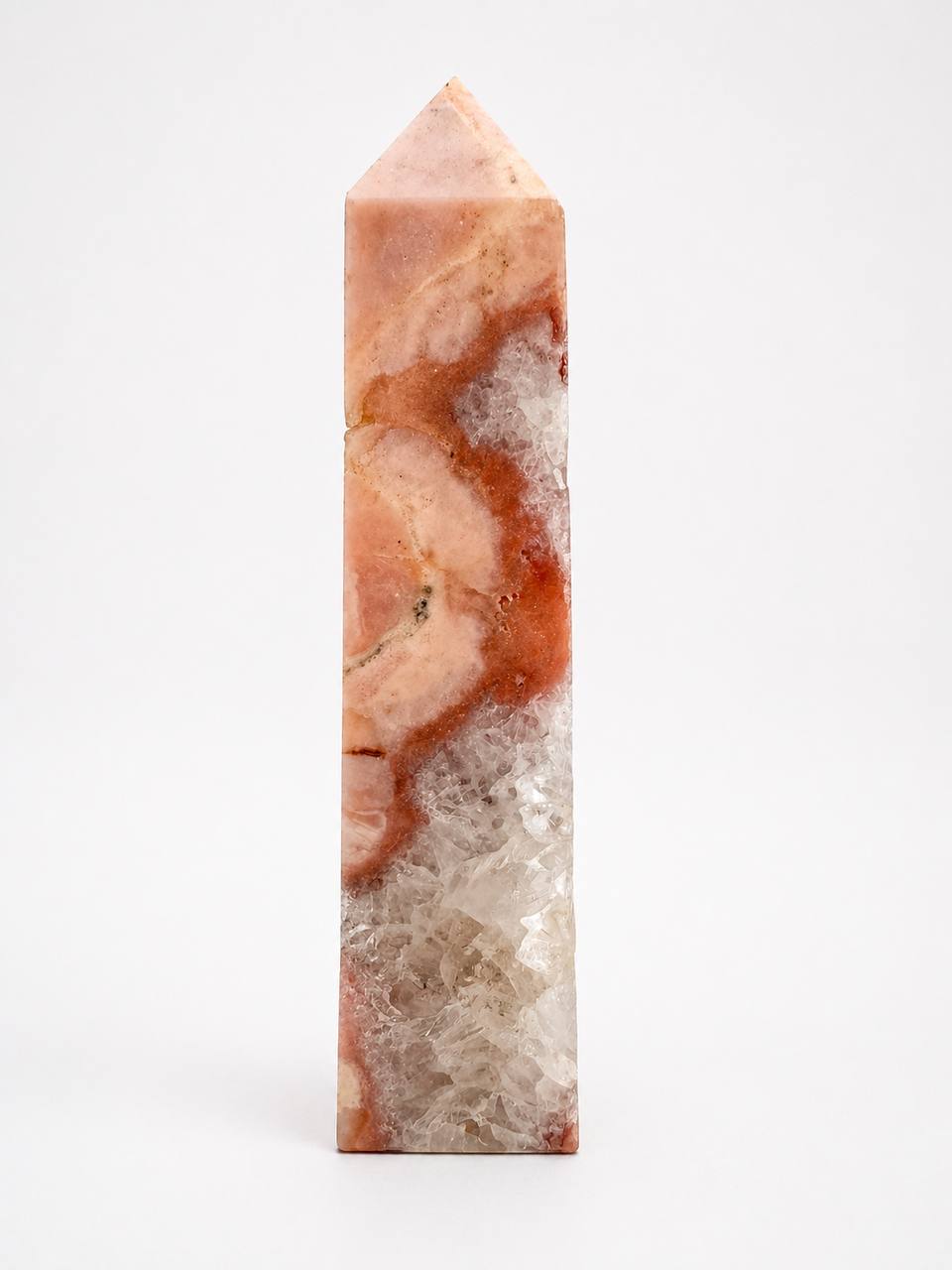 Pink Amethyst Flower Agate Tower - front view