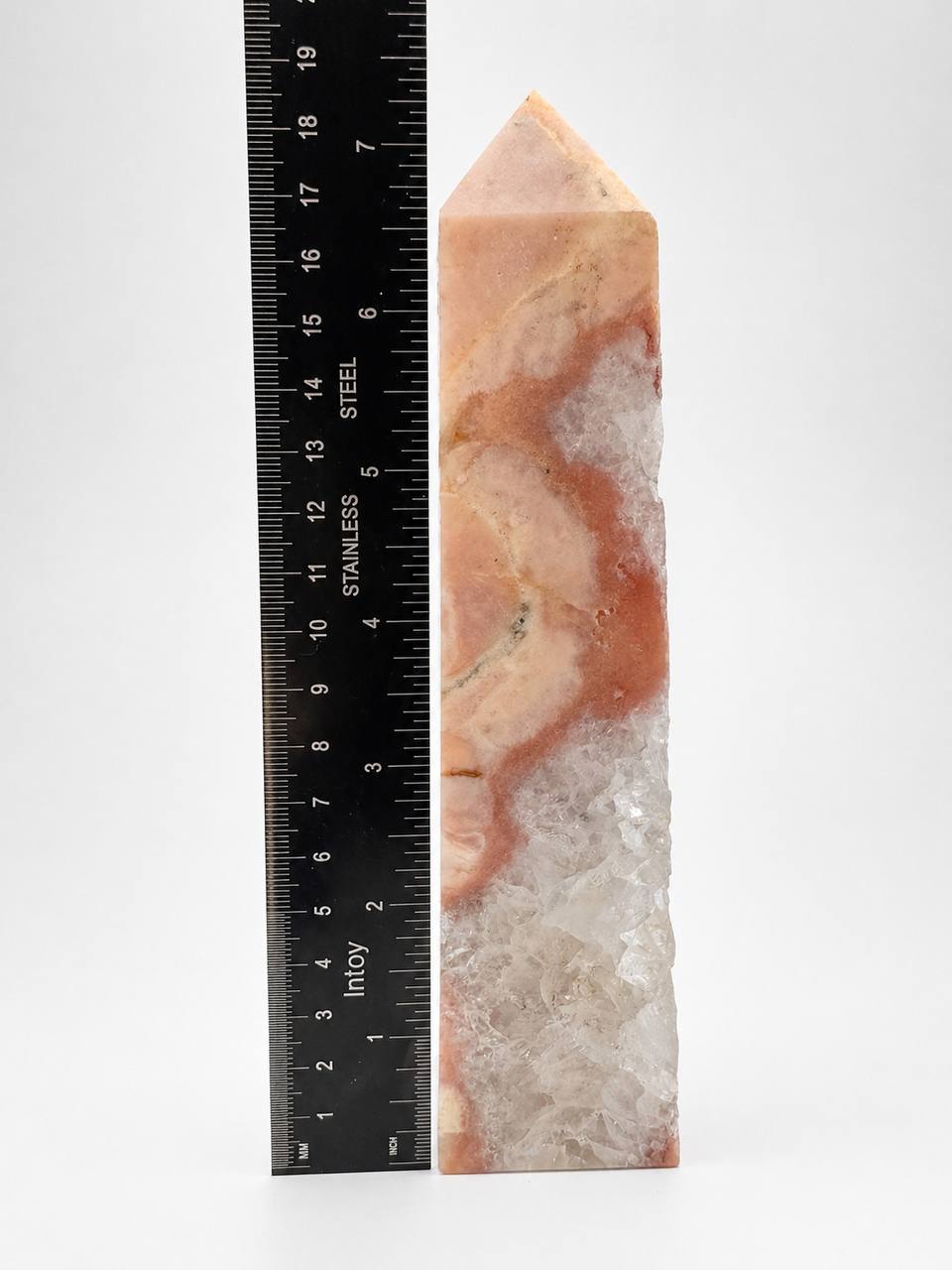 Pink Amethyst Tower height measurement - approximately 7.5 inches