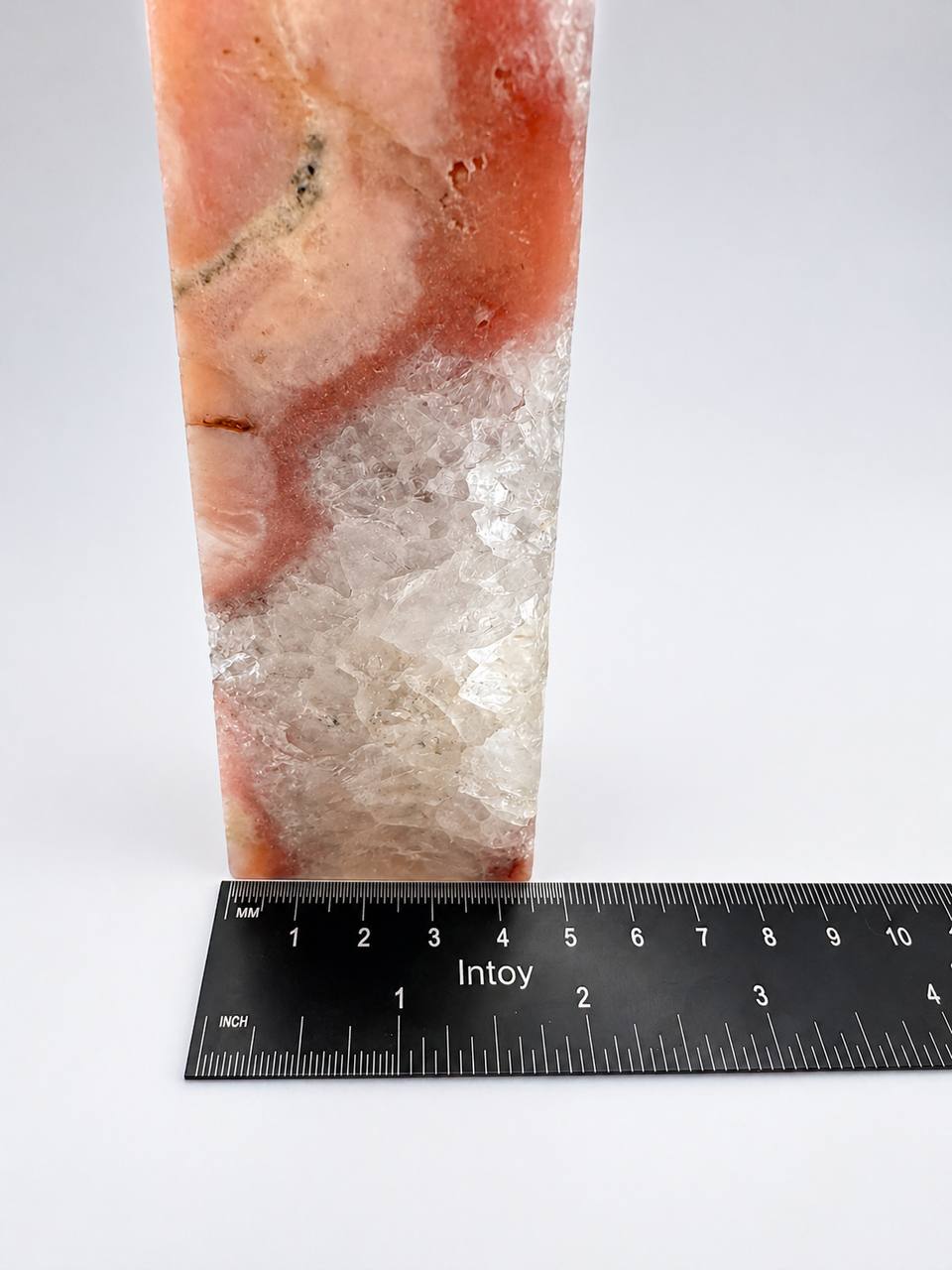 Pink Amethyst Tower width measurement - approximately 2 inches at base