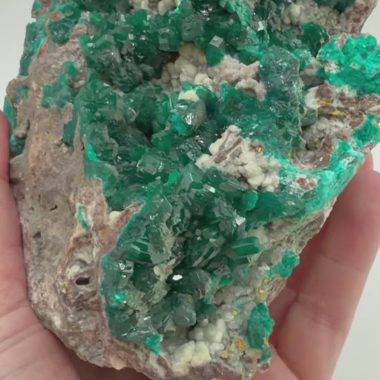 Dioptase crystal specimen video showing all angles