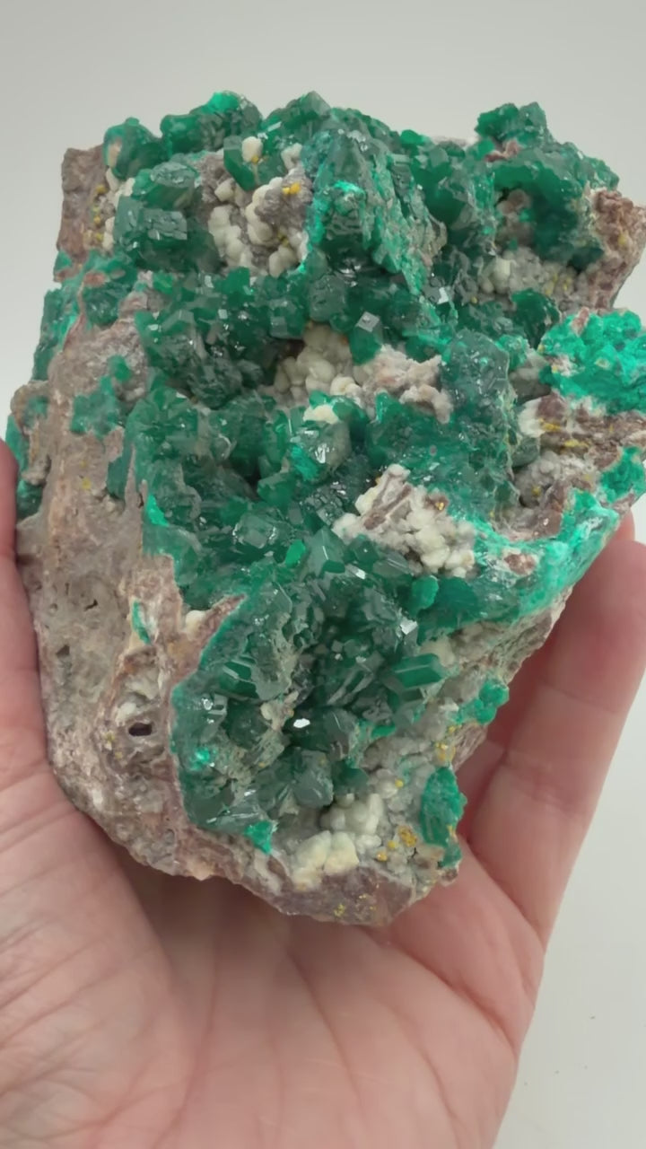 Dioptase crystal specimen video showing all angles