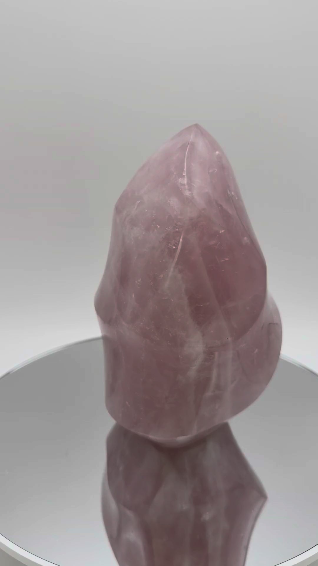 Large rose quartz flame, polished pink quartz freeform