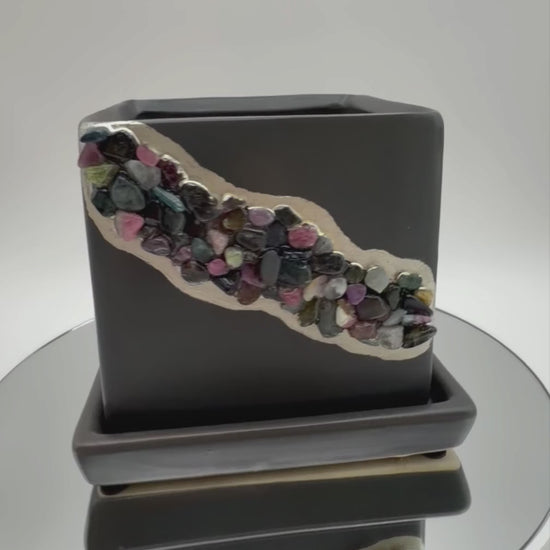 Tourmaline crystal planter video