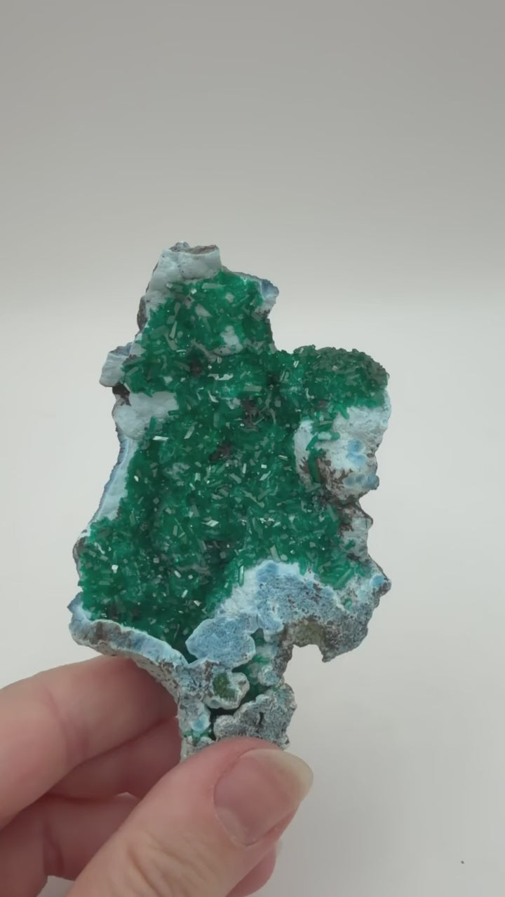 Dioptase and plancheite plate specimen video