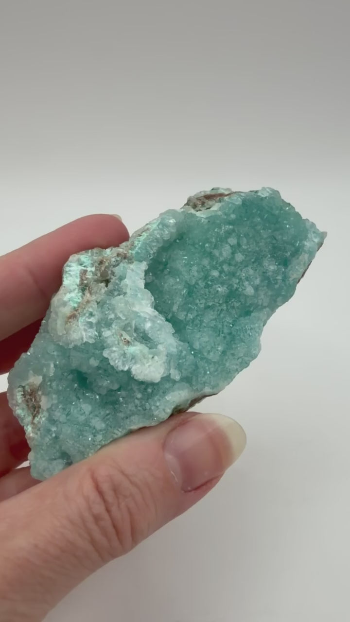Blue Hemimorphite Crystal Cluster, rotation video showing aqua-blue crystal formations