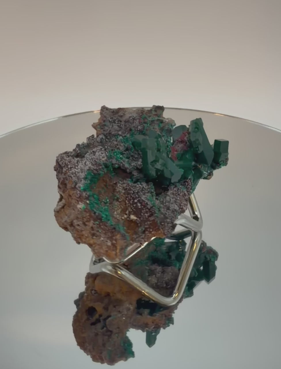 Dioptase crystal cluster video