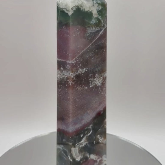 Moss agate tower video showing all angles