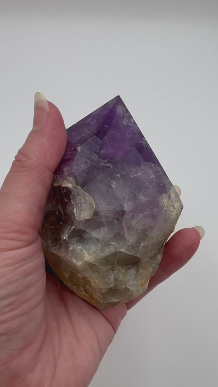 Semi polished amethyst chunk video