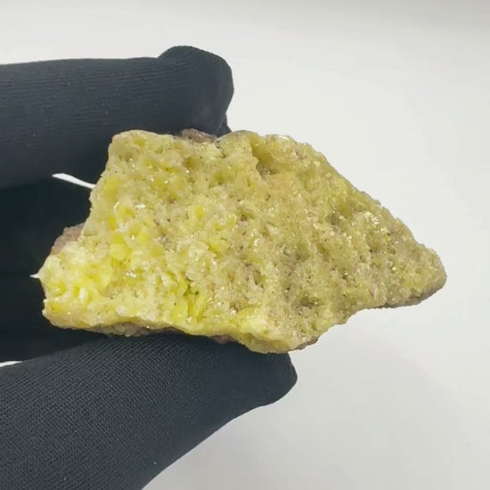 Yellow mimetite crystal specimen video showing color and texture