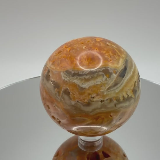 Lace Agate Crystal Sphere, 360 degree rotation video