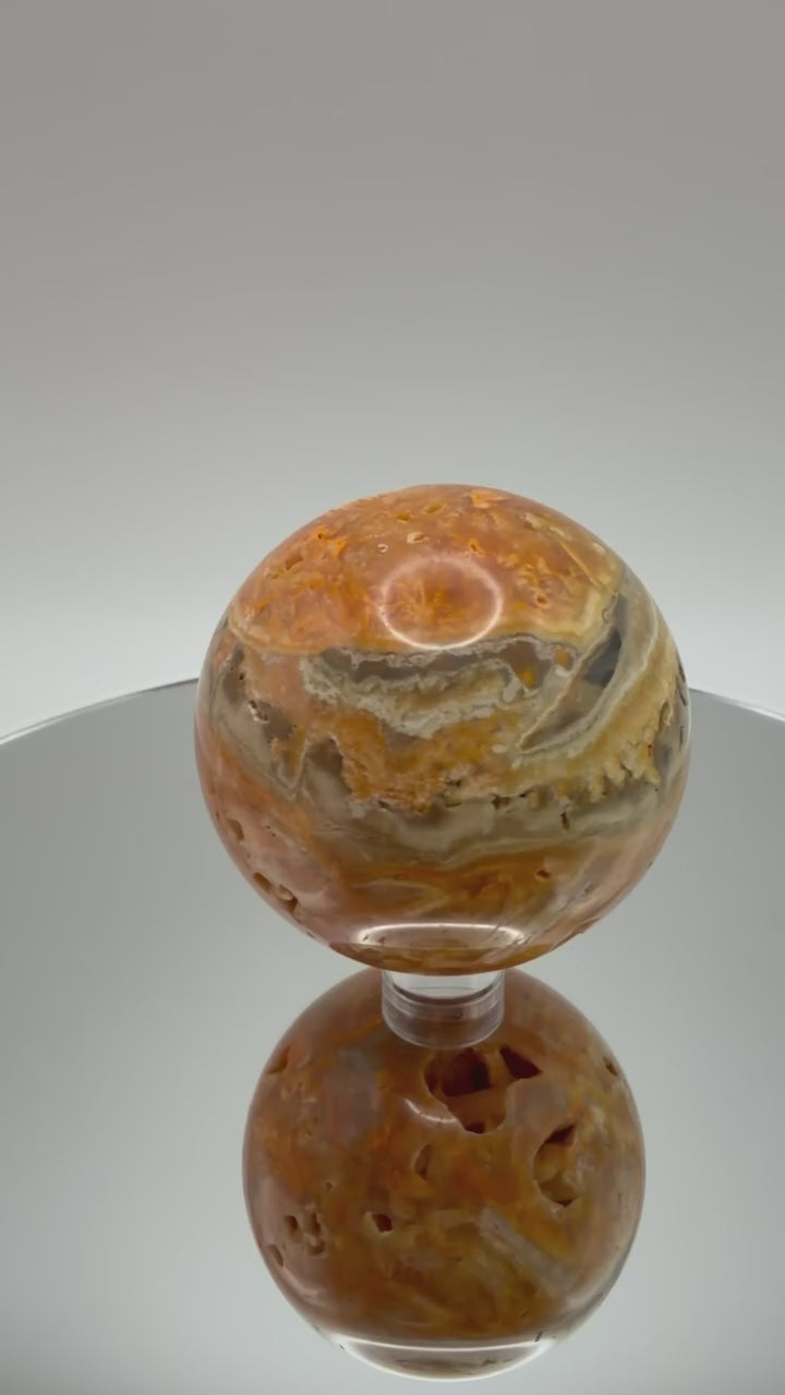Lace Agate Crystal Sphere, 360 degree rotation video