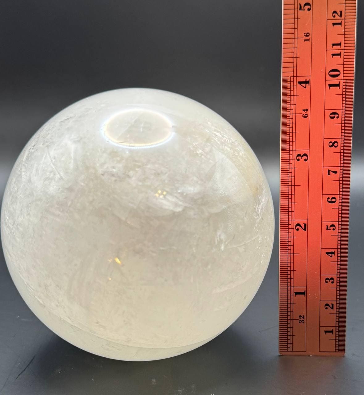 Large Milky Quartz Sphere with Stand | Polished Snow Quartz Crystal Ball | 4 Inch, 3.19 lbs
