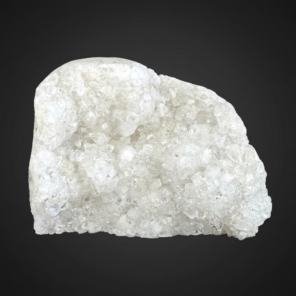 Raw White Apophyllite Crystal Cluster. Natural Mineral Specimen with Volcanic Matrix, Cubic Crystal Formation, 3.56 lbs