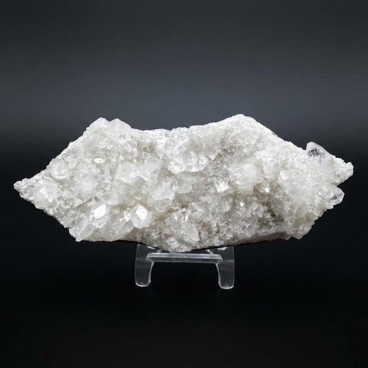 Raw White Apophyllite Crystal Cluster with Display Stand. Natural Sparkly Mineral Specimen, Cubic Crystal Formation, 1.51 lbs