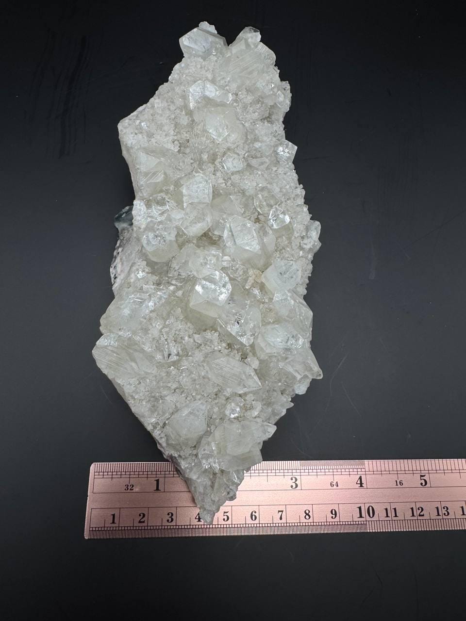 Raw White Apophyllite Crystal Cluster with Display Stand. Natural Sparkly Mineral Specimen, Cubic Crystal Formation, 1.51 lbs