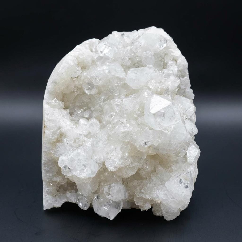 Raw White Apophyllite Crystal Cluster. Self-Standing Natural Mineral Specimen, Cubic Crystal Formation, 3.35 lbs