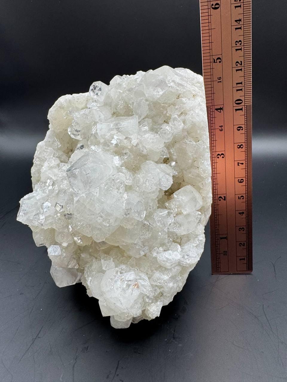 Raw White Apophyllite Crystal Cluster. Self-Standing Natural Mineral Specimen, Cubic Crystal Formation, 3.35 lbs