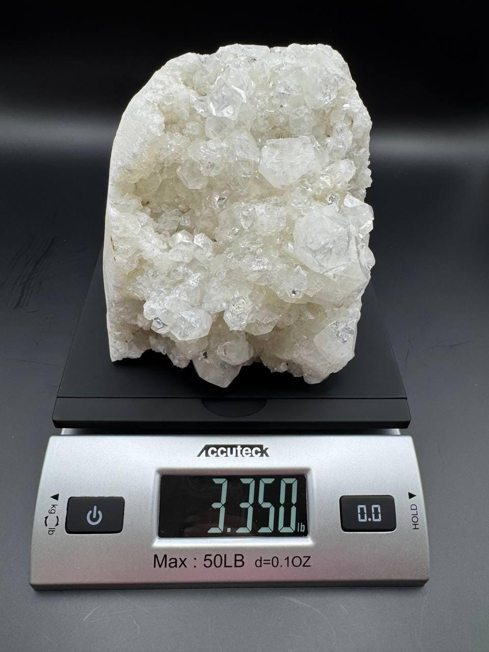 Raw White Apophyllite Crystal Cluster. Self-Standing Natural Mineral Specimen, Cubic Crystal Formation, 3.35 lbs