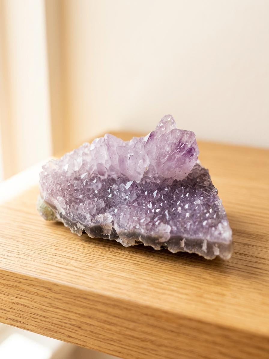 Lavender Amethyst Cluster with Crystal Peaks. Raw Pale Purple Quartz on Matrix, Natural Mountain Formation, Crown Chakra Crystal, 168g