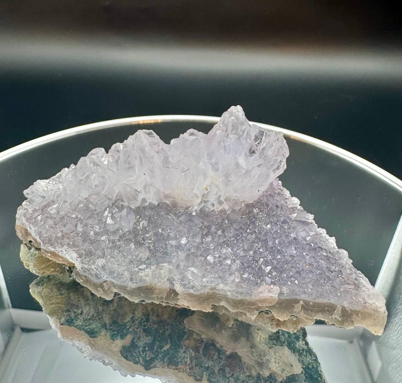 Lavender Amethyst Cluster with Crystal Peaks. Raw Pale Purple Quartz on Matrix, Natural Mountain Formation, Crown Chakra Crystal, 168g