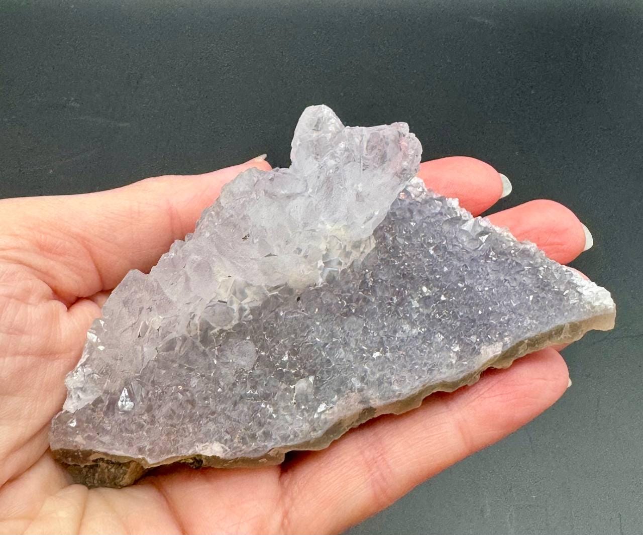 Lavender Amethyst Cluster with Crystal Peaks. Raw Pale Purple Quartz on Matrix, Natural Mountain Formation, Crown Chakra Crystal, 168g