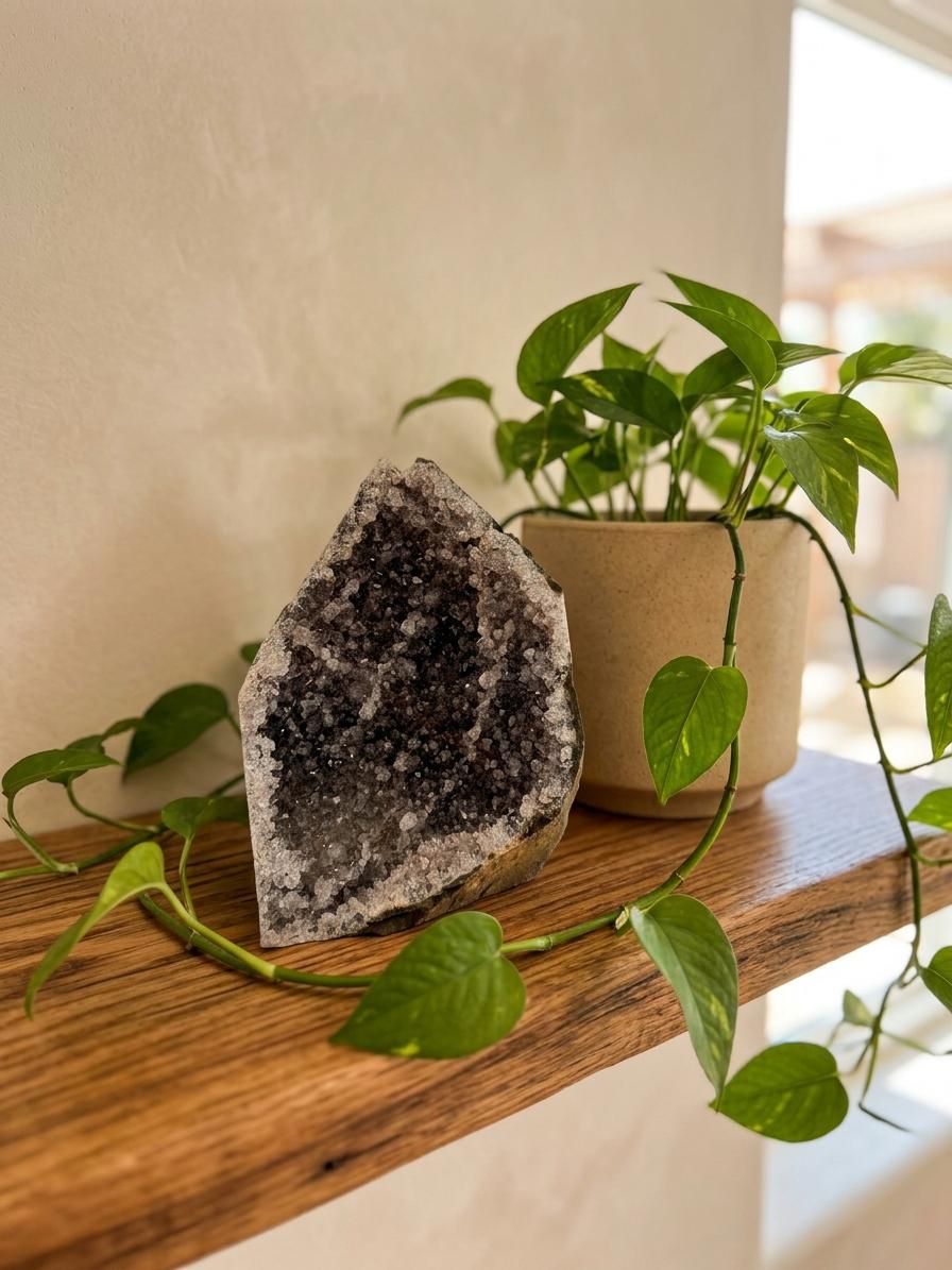 Dark Amethyst Cathedral Geode, Black Amethyst Crystal Cluster, Raw Self Standing Amethyst, One of a Kind