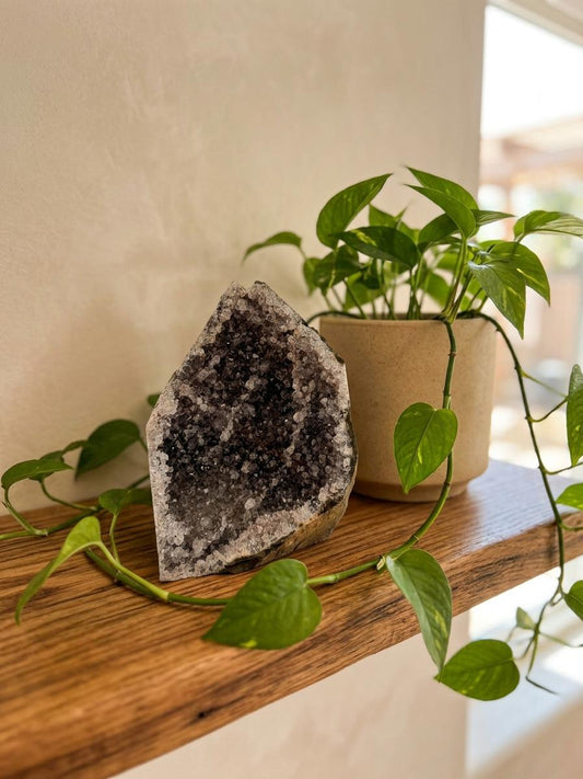 Dark Amethyst Cathedral Geode, Black Amethyst Crystal Cluster, Raw Self Standing Amethyst, One of a Kind