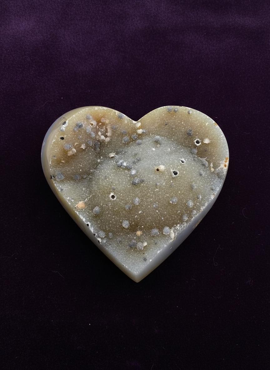 Large Druzy Agate Heart, Banded Agate Crystal Heart, Natural Druzy Quartz Geode, Sparkly Crystal Heart, One of a Kind