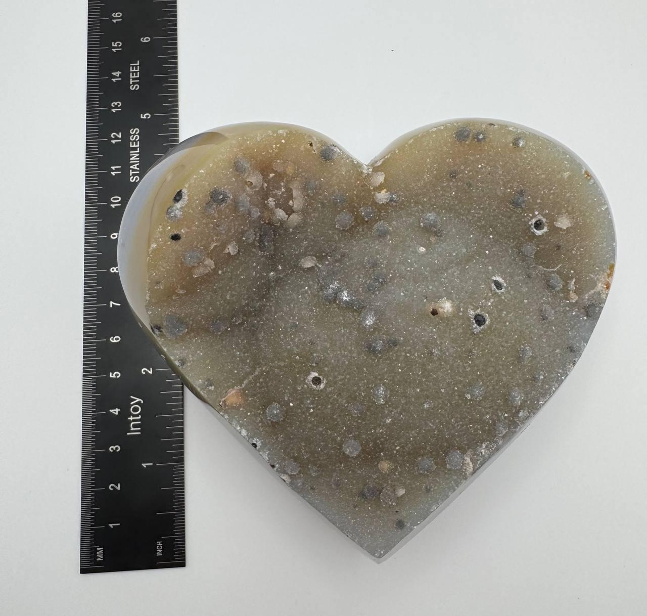 Large Druzy Agate Heart, Banded Agate Crystal Heart, Natural Druzy Quartz Geode, Sparkly Crystal Heart, One of a Kind
