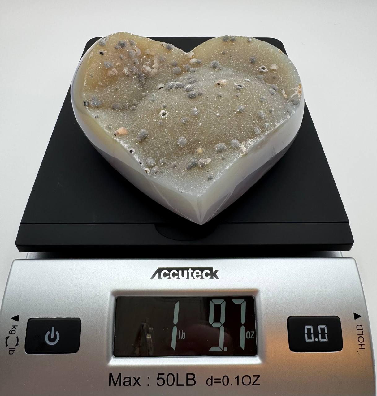 Large Druzy Agate Heart, Banded Agate Crystal Heart, Natural Druzy Quartz Geode, Sparkly Crystal Heart, One of a Kind