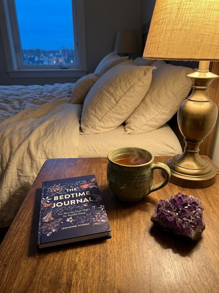 The Bedtime Journal by Leahanne Thomas, Two Minute Nightly Journal, Guided Sleep Journal, Mindfulness Gift, Wellness Journal
