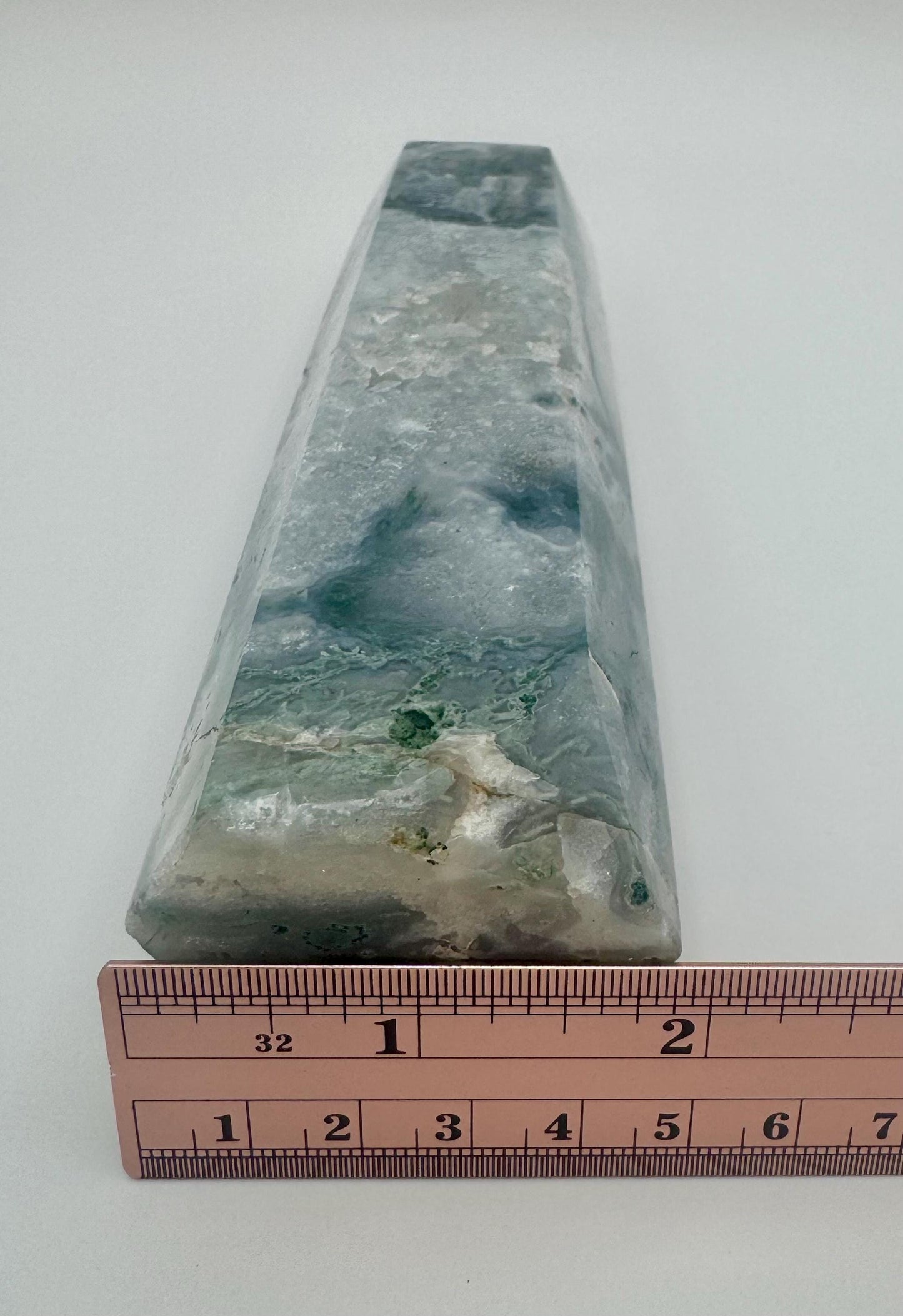 Moss Agate Tower, Green Crystal Point, Natural Moss Agate Obelisk