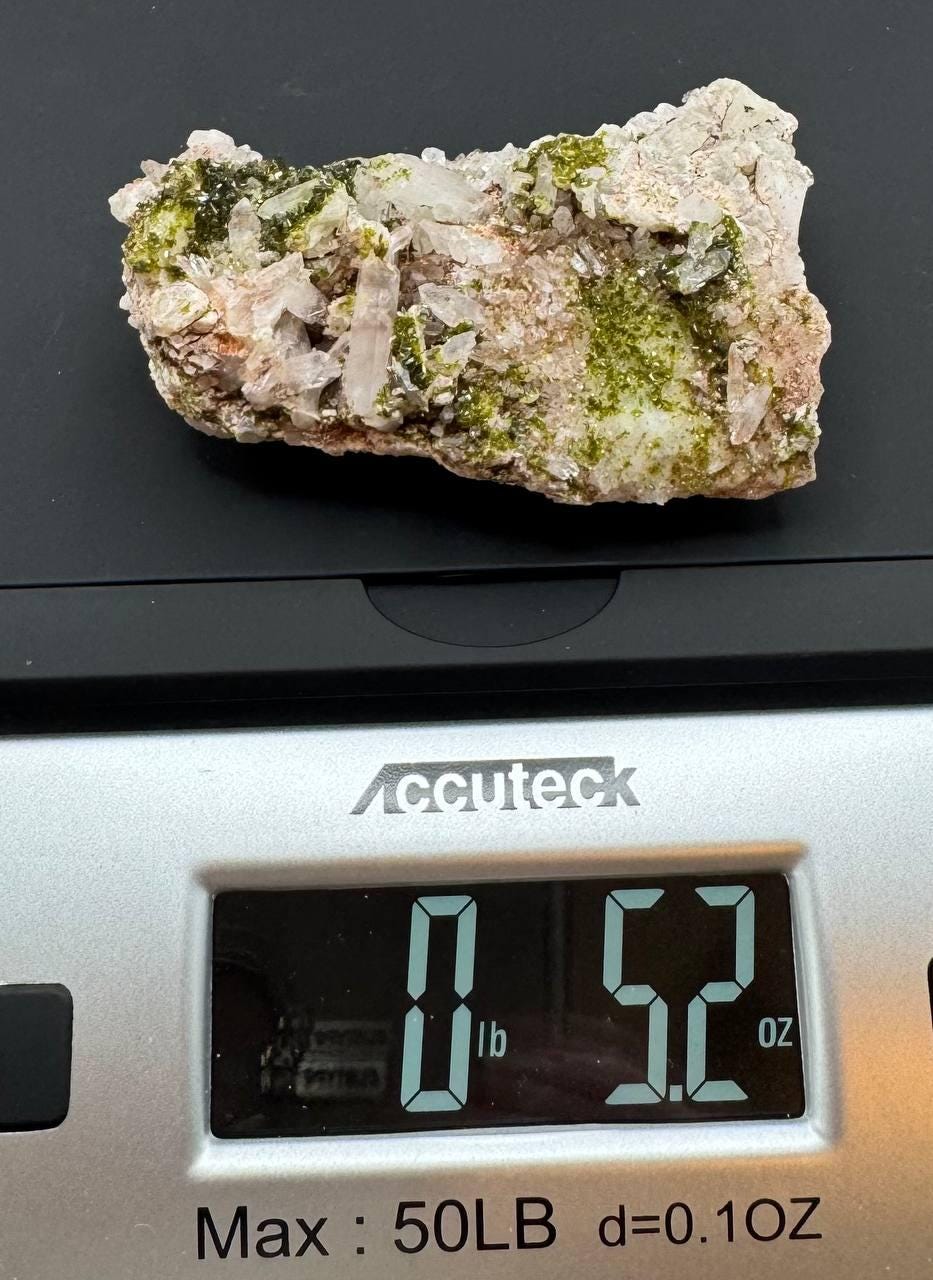 Epidote & Quartz Crystal Cluster | Raw Green Mineral Specimen | Natural Healing Stone with Stand