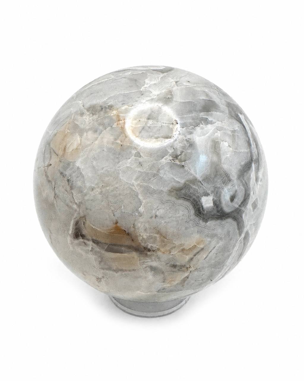 Grey banded onyx sphere side view