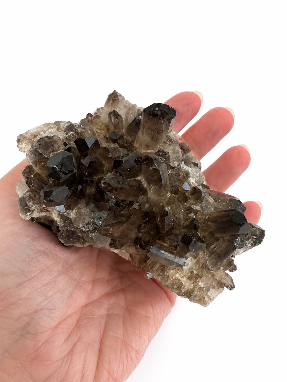 Smoky quartz cluster side view
